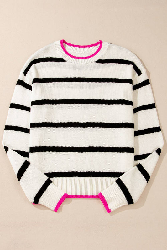 SB341 Stripe Color Contrast Sweater