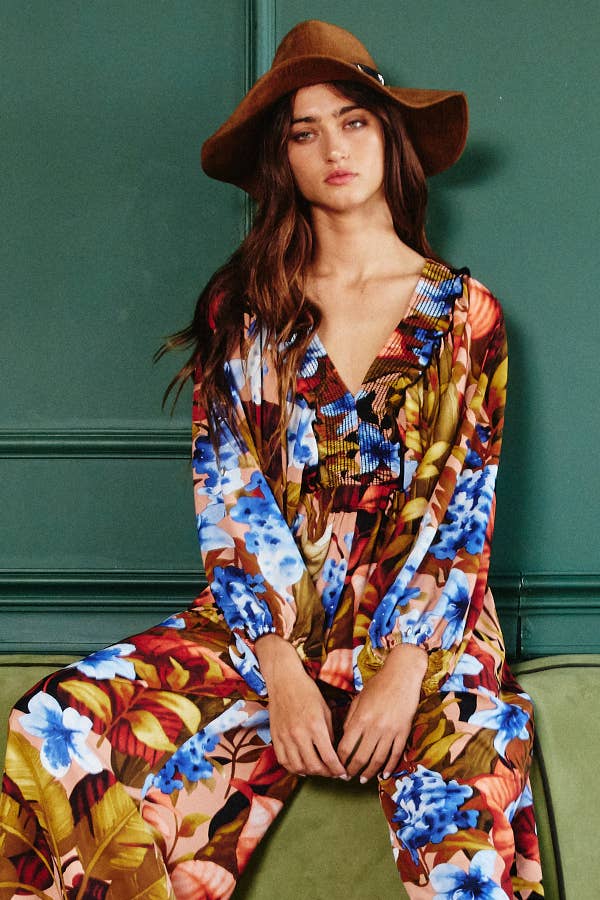 SB330 Floral Deep Vee Romper