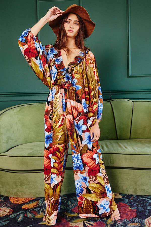 SB330 Floral Deep Vee Romper