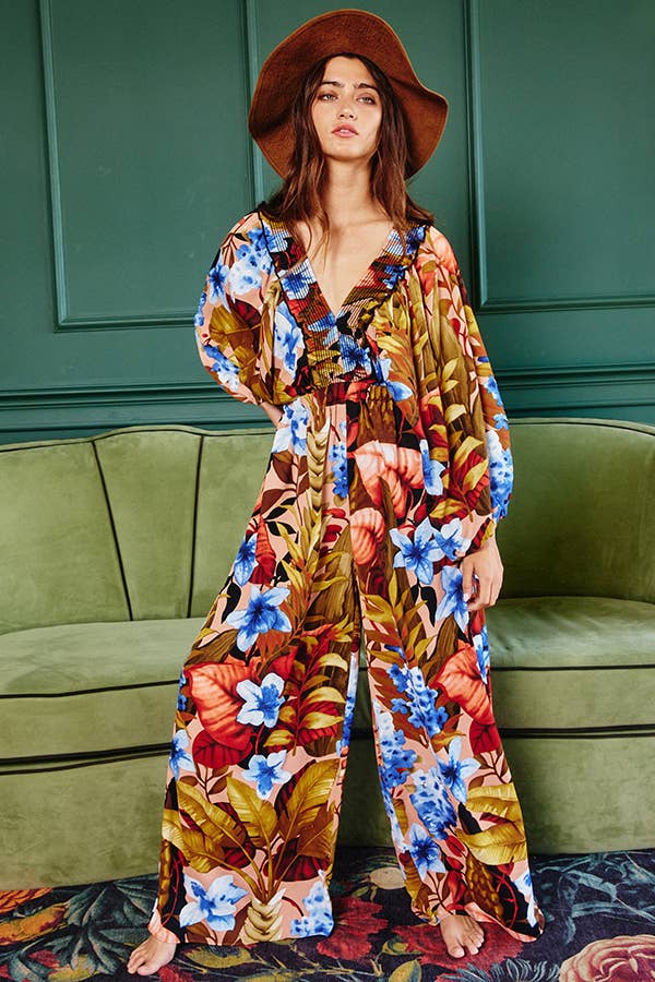 SB330 Floral Deep Vee Romper
