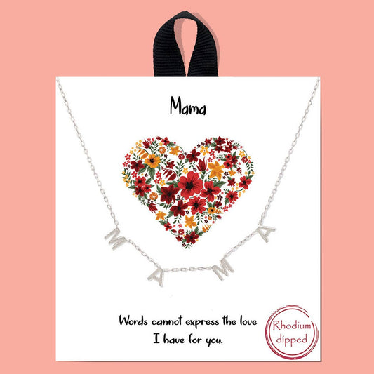 SB95 White Gold-Dipped MAMA Necklace