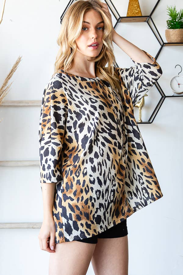 SBB9970 Ombre Animal Print Oversized Top