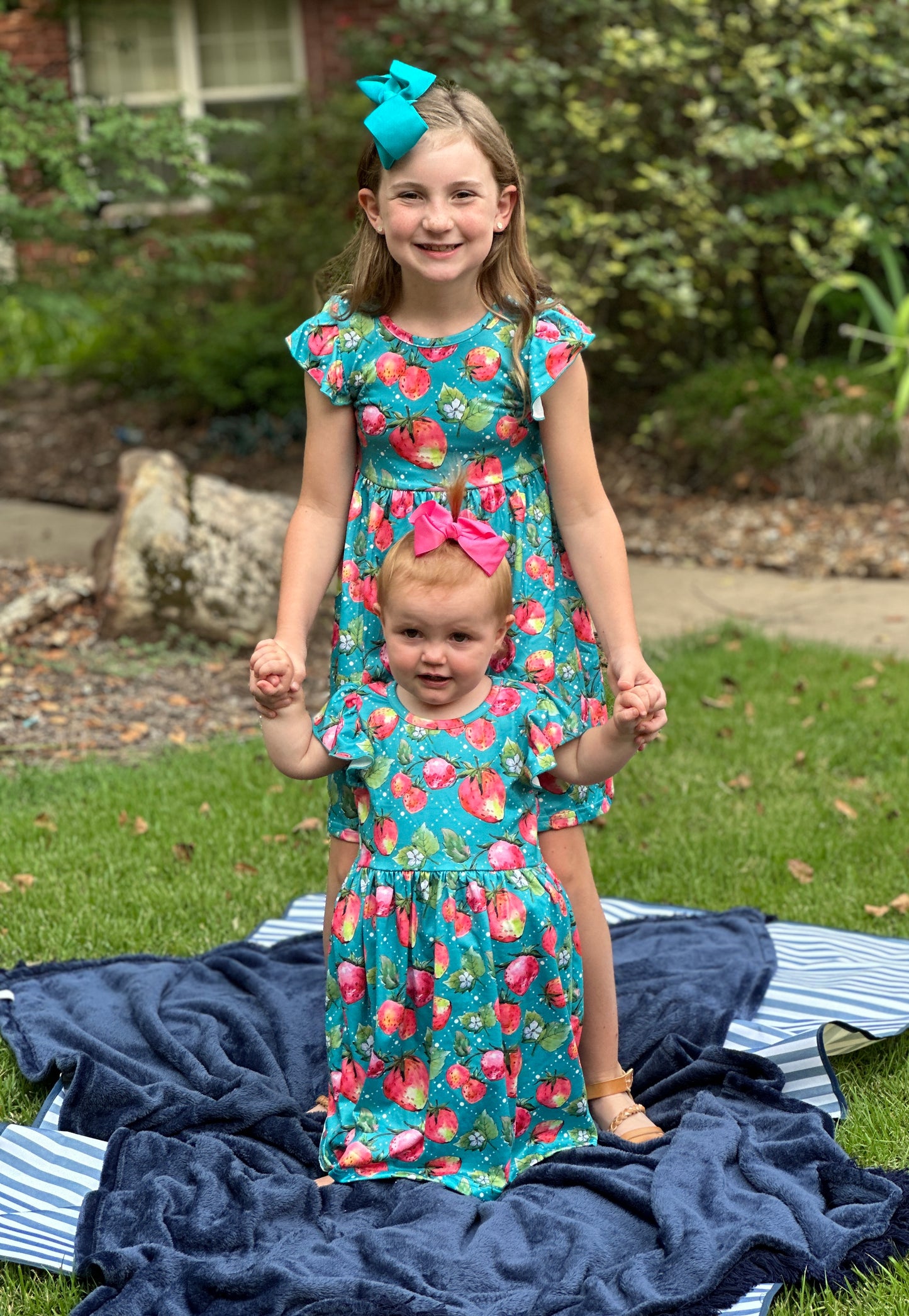 Girls’ Strawberry Flutter Sleeve Spring Dress