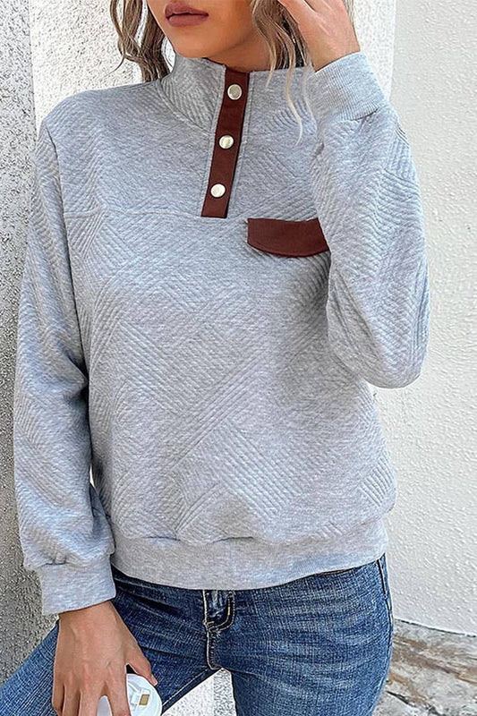 SBB9946 BUTTON NECK QUILTED PULLOVER