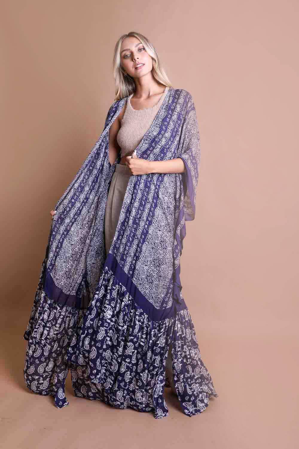 Paisley Free Flow Longline Kimono