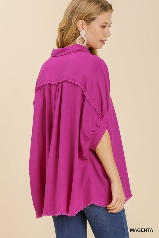 SBB699 Boxy, Oversized, Button Down Top