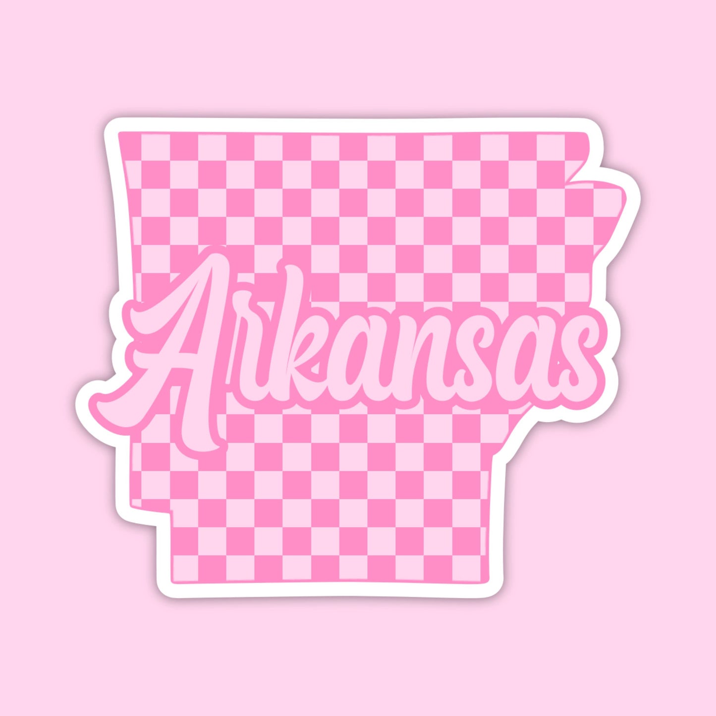 SB231 Arkansas Pink Checker State Sticker