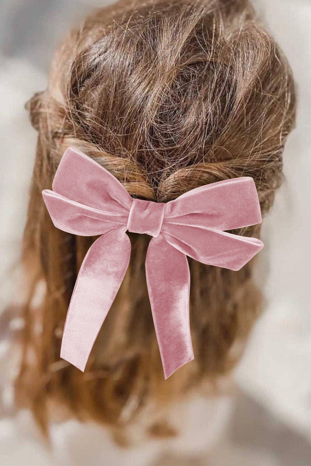 SBA1 Velvet Bow Knot Clip: ONE SIZE / Pink