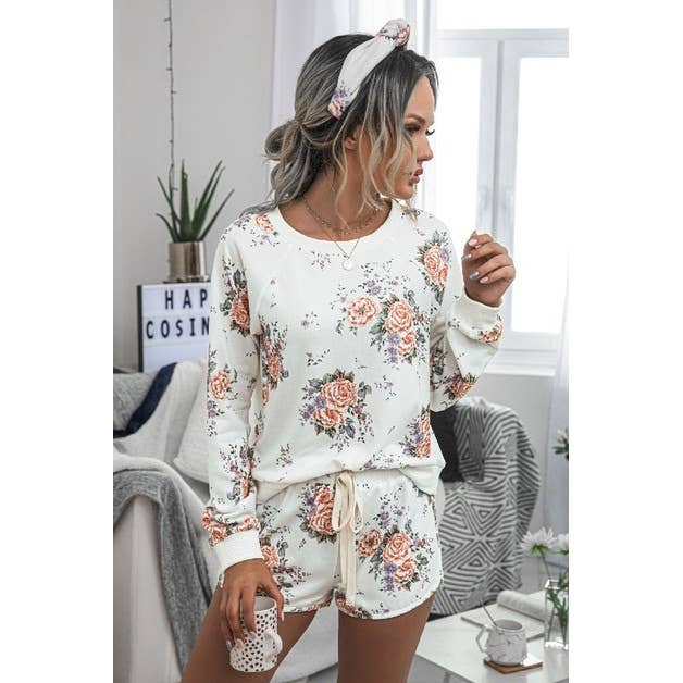 SB132 Floral French Terry Lounge Set