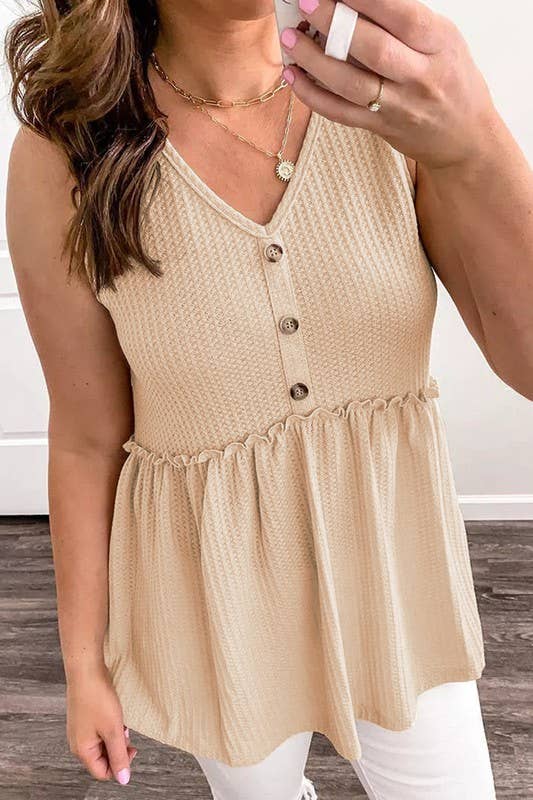 Waffle Peplum Tank