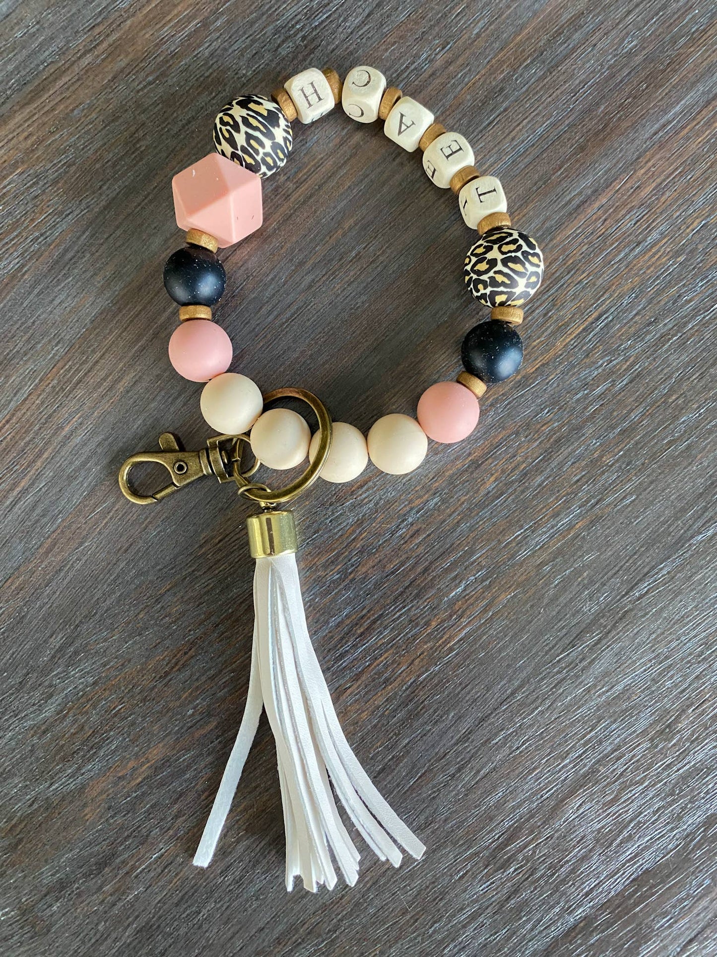 Teach Wristlet with Leopard and Pink