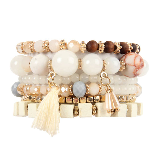 CREAM CHARM STACK BRACELET
